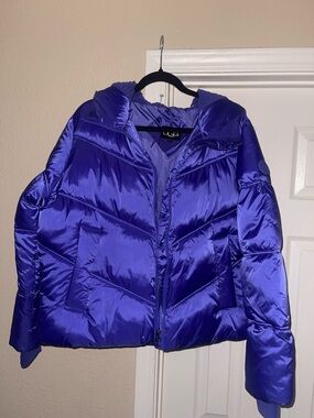 UGG Glossy Hooded Puffer Jacket in Royal Purple